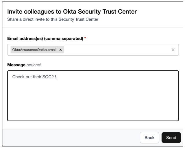 同僚をOkta Security Trust Centerに招待