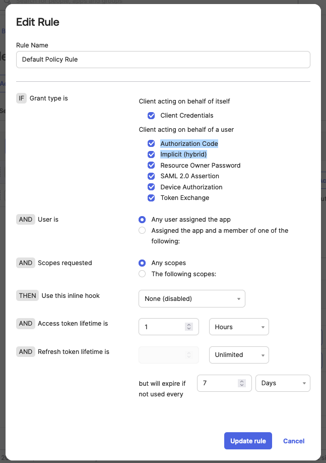 Access Policies > edit Access Rule