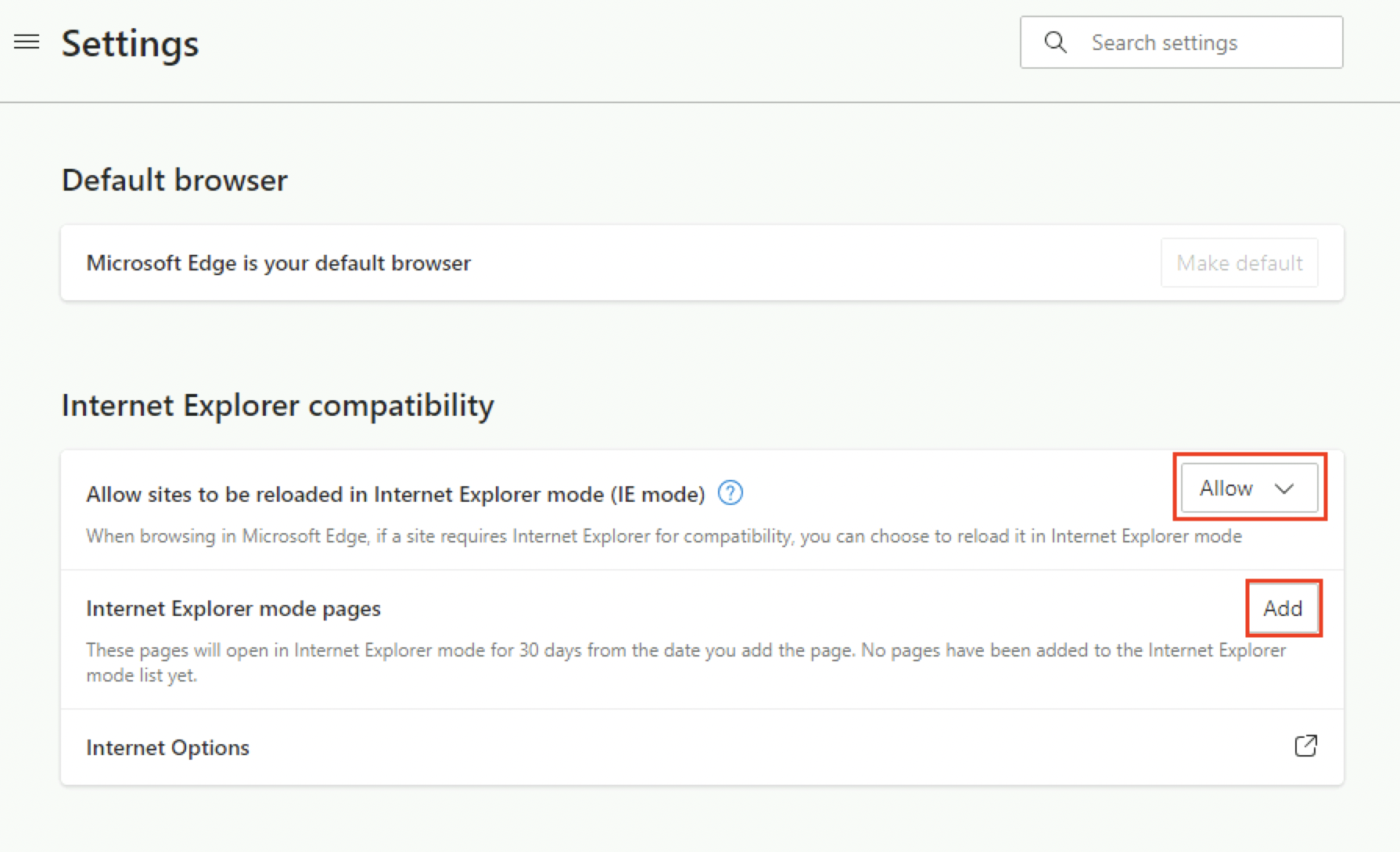 Internet Explorer Mode Pages