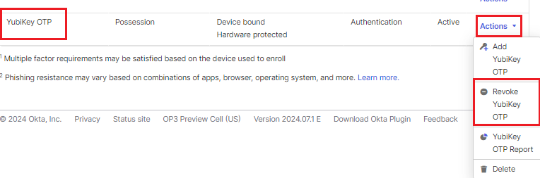 Revoke YubiKey OTP