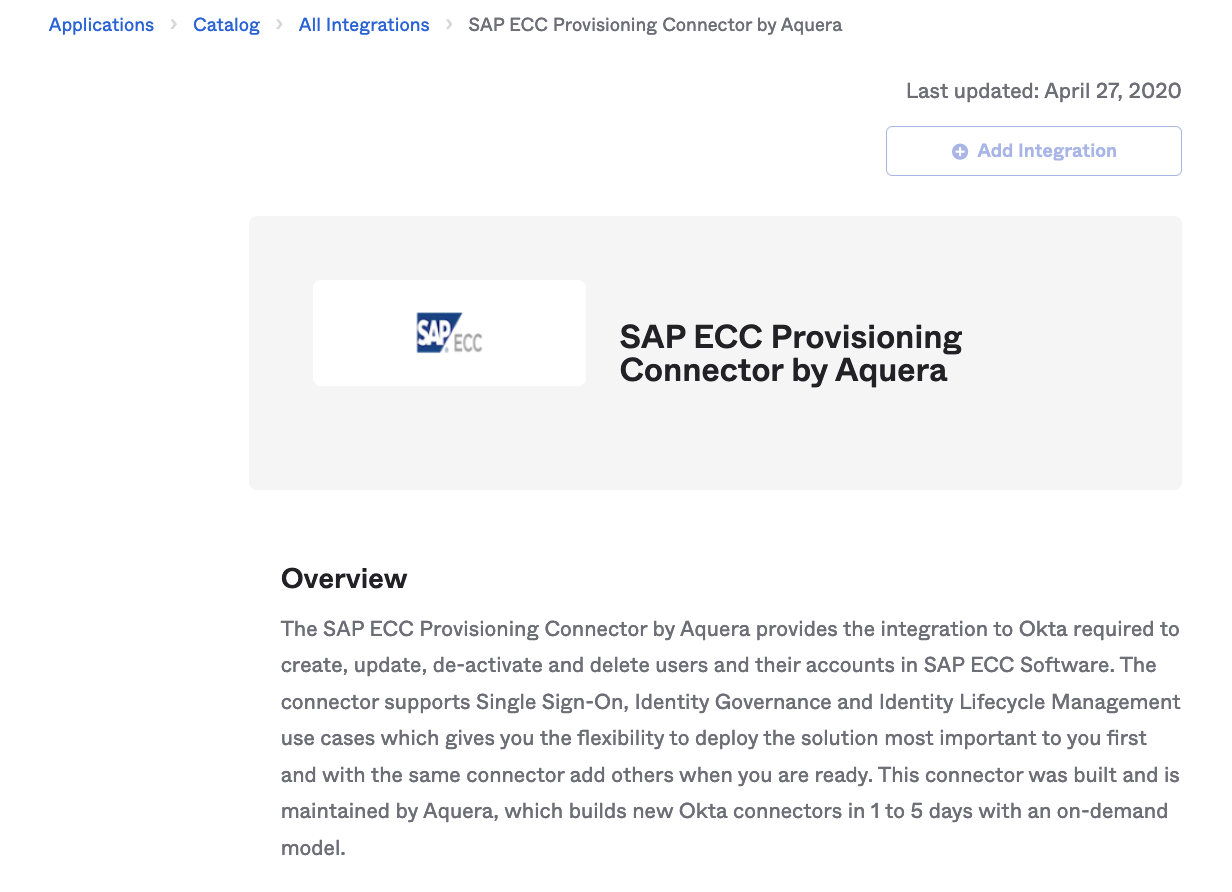 SAP ECC Provisioning Connector by Aquera&nbsp;app