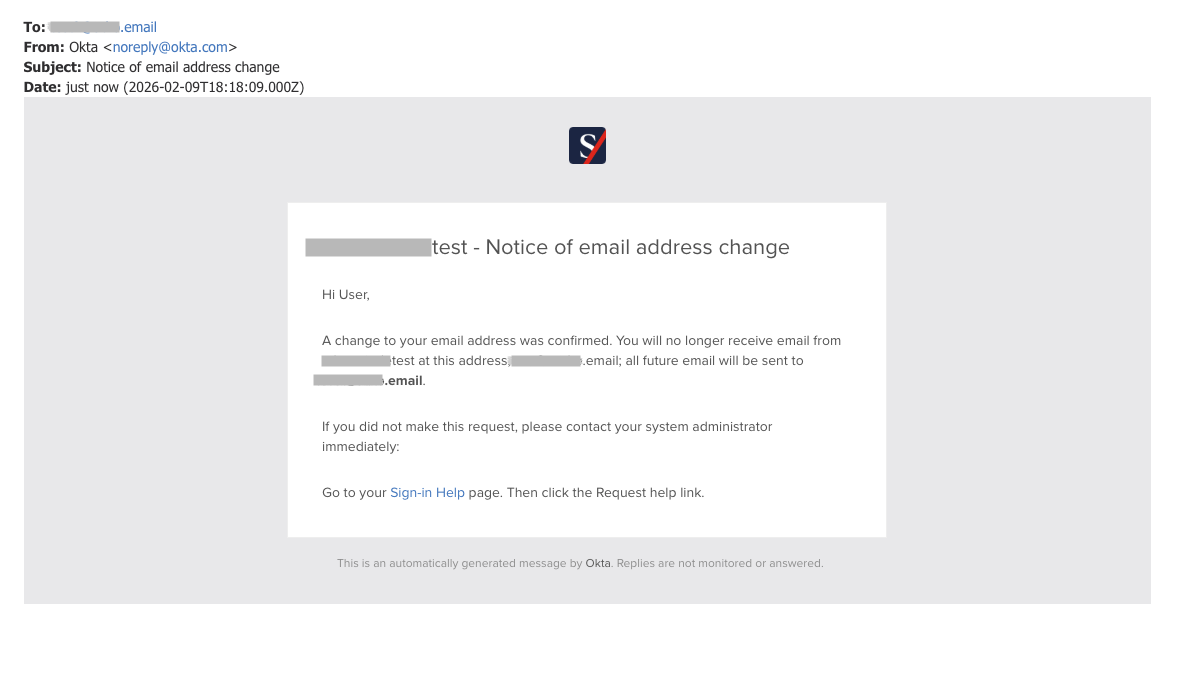 Email Change Notification