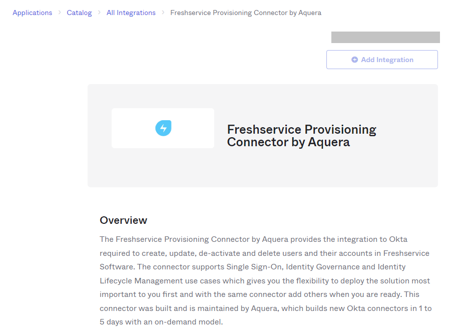 Freshservice Provisioning Connector by the Aquera