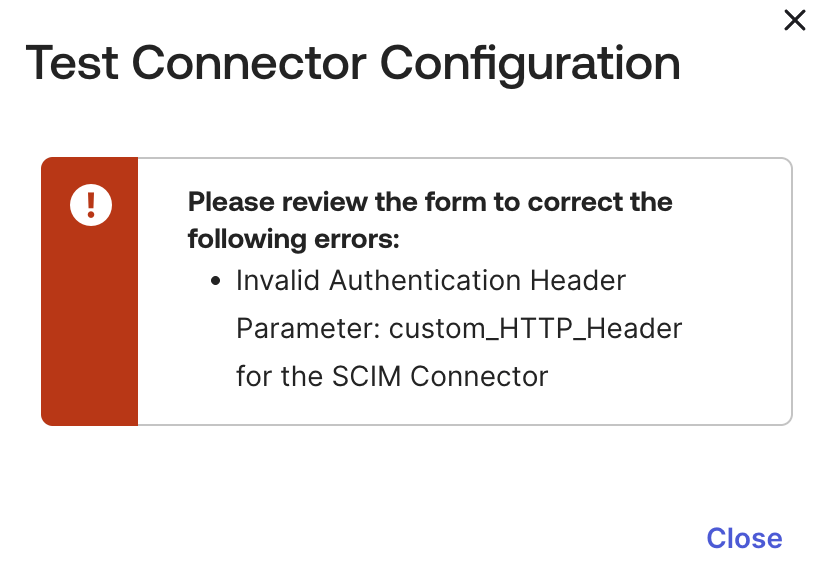 Header SCIM Error