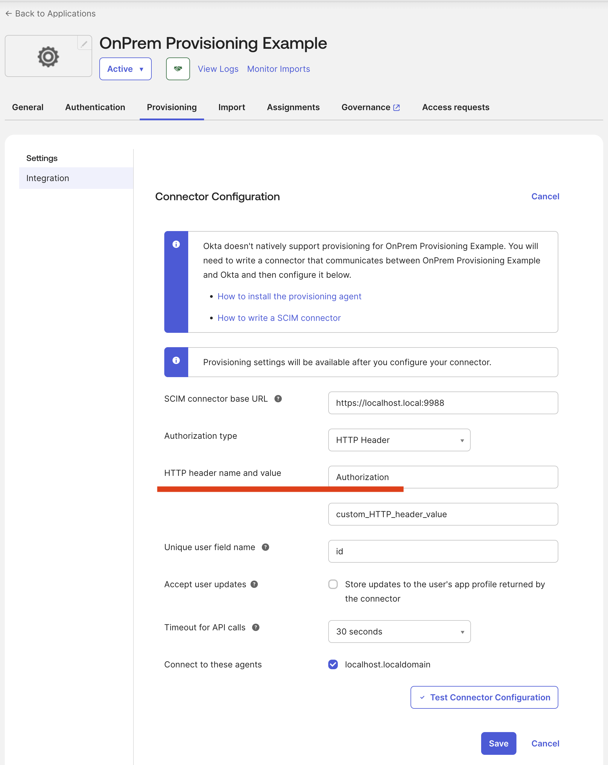 OnPrem Provisioning Example