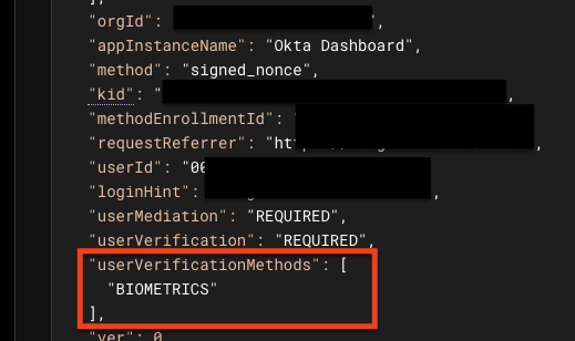 userVerificationMethods: BIOMETRICS