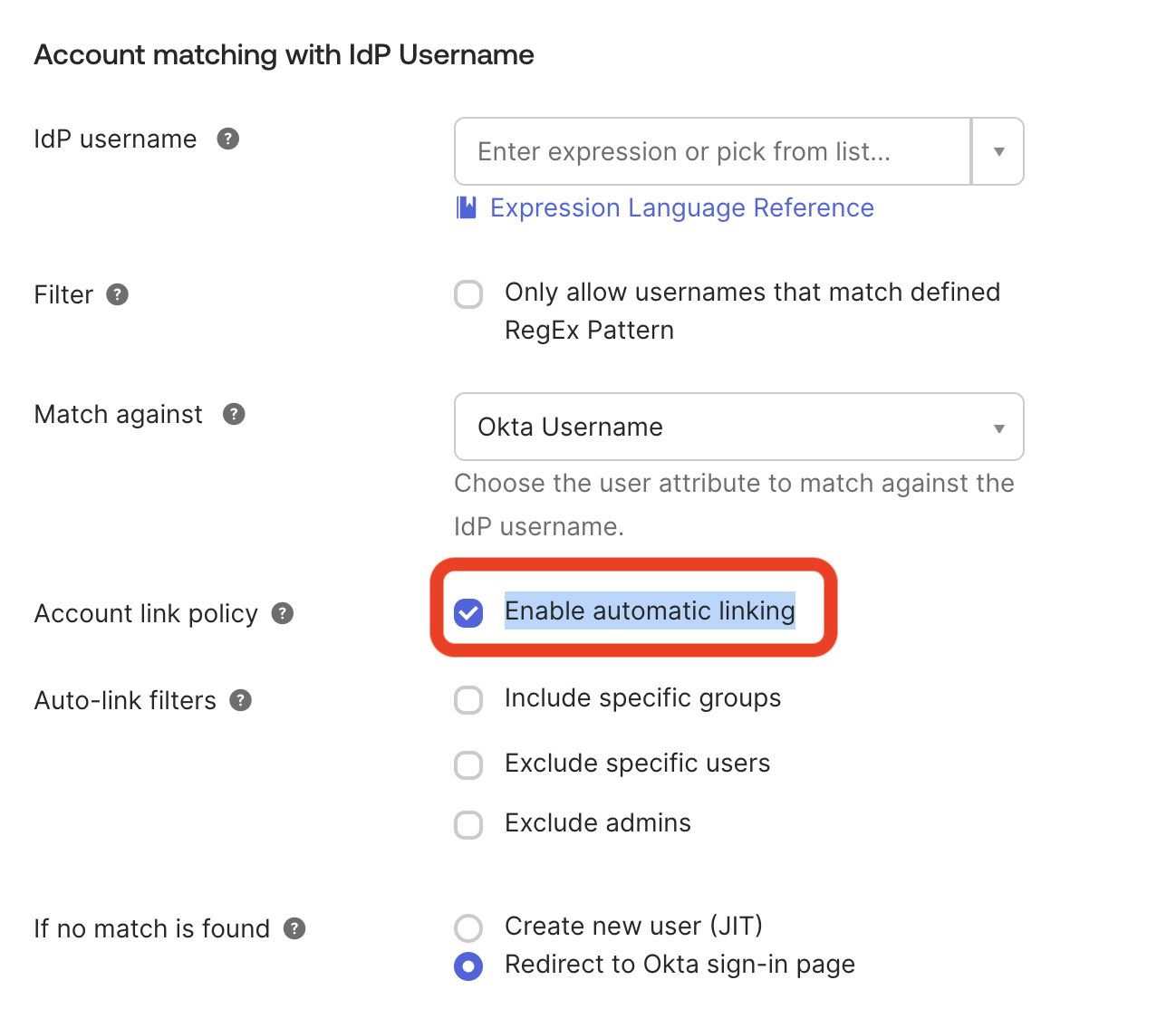Account Link Policy