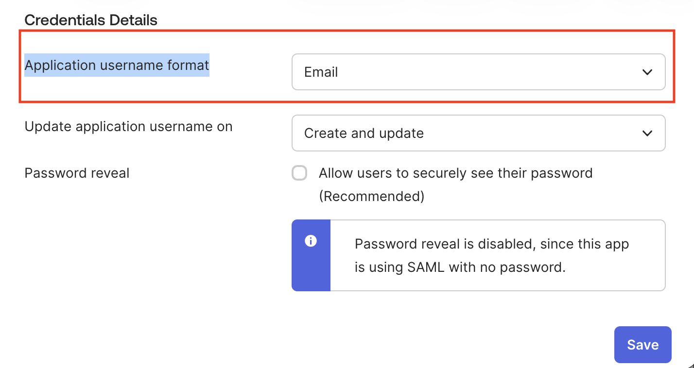 Application username format