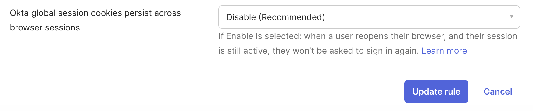 Okta global session cookies persist across browser sessions