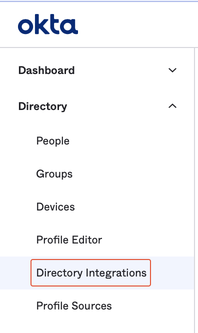 Directory Integrations menu