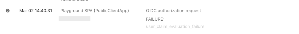 user_claim_evaluation failure event as seen in System Log