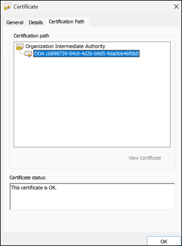 Okta CA issued Certificate