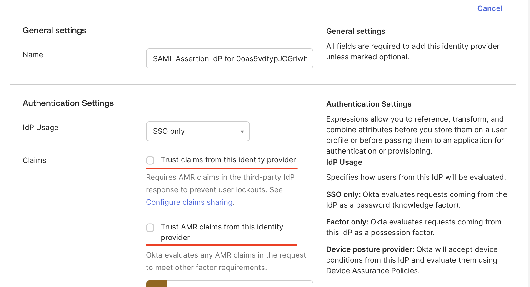 General settings