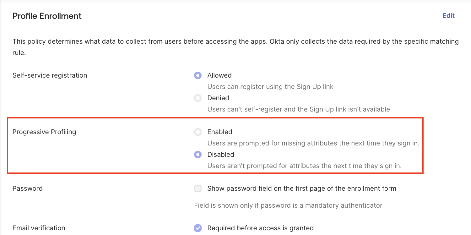 user profile policy
