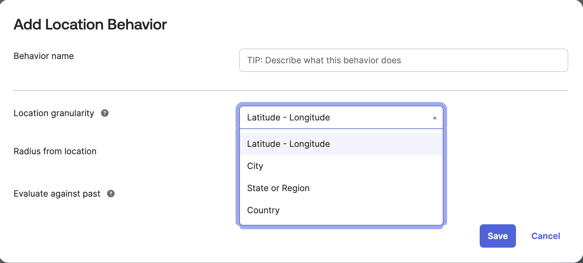 Add Location Behavior