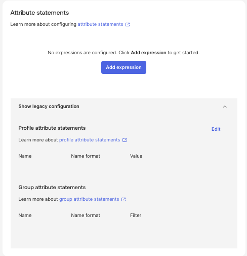 Attribute Statements option