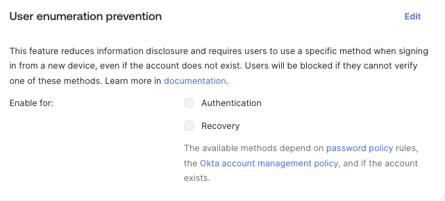 User enumerate prevention