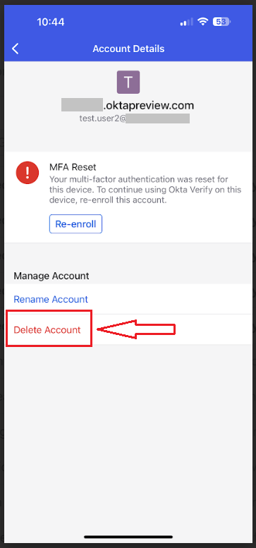 Delete Account from Okta Verify