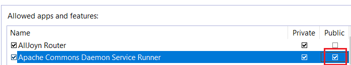 Allowed apps and features
