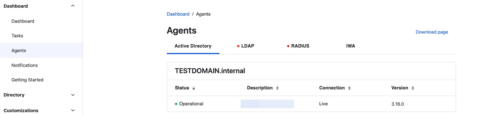 Agents page