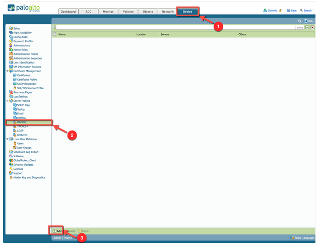 Palo Alto admin GUI