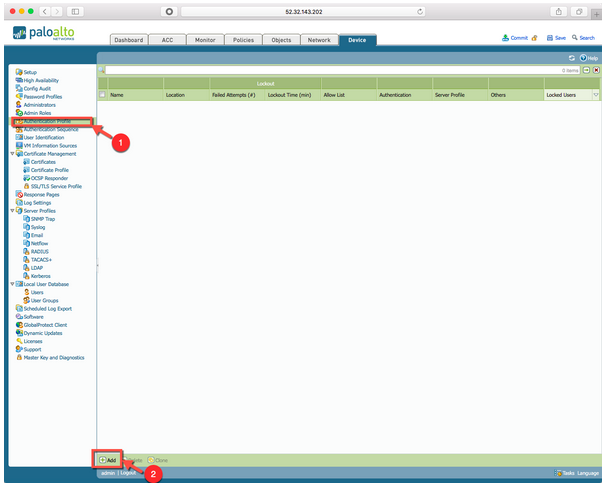 Palo alto admin page