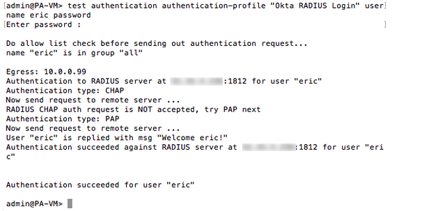 Successful command output