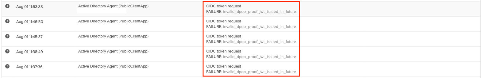 Okta System Log Error Message