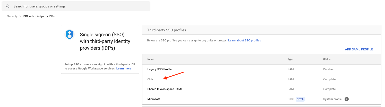Third-party SSO profiles