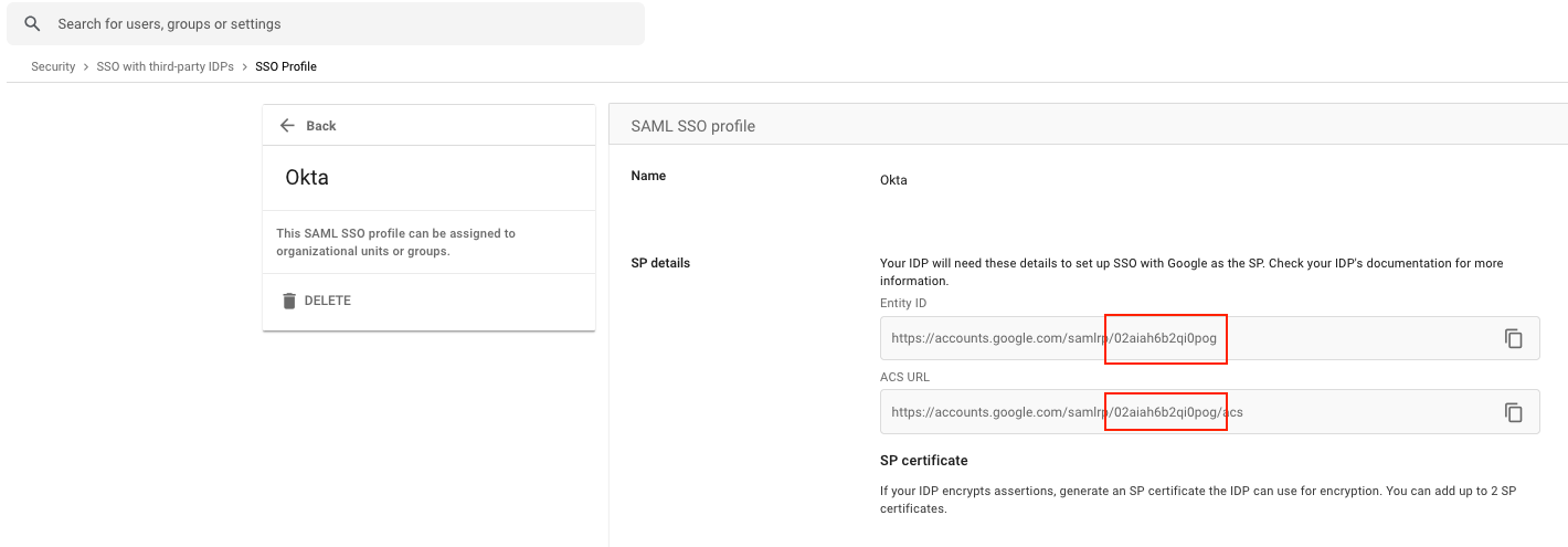 SAML SSO profile
