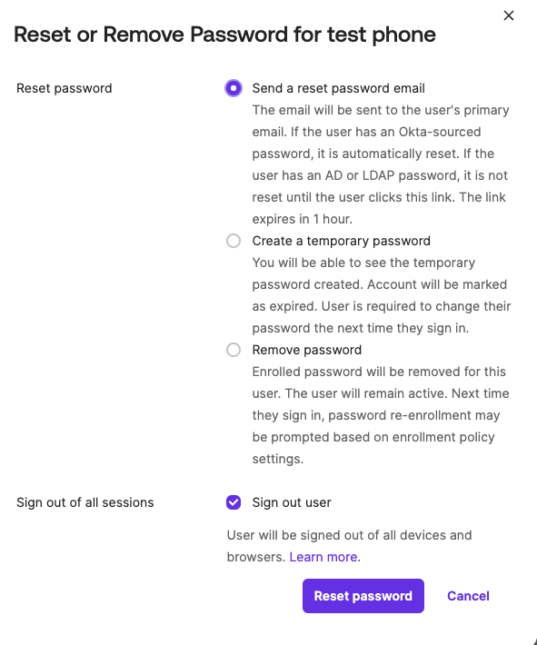 Reset or Remove Password