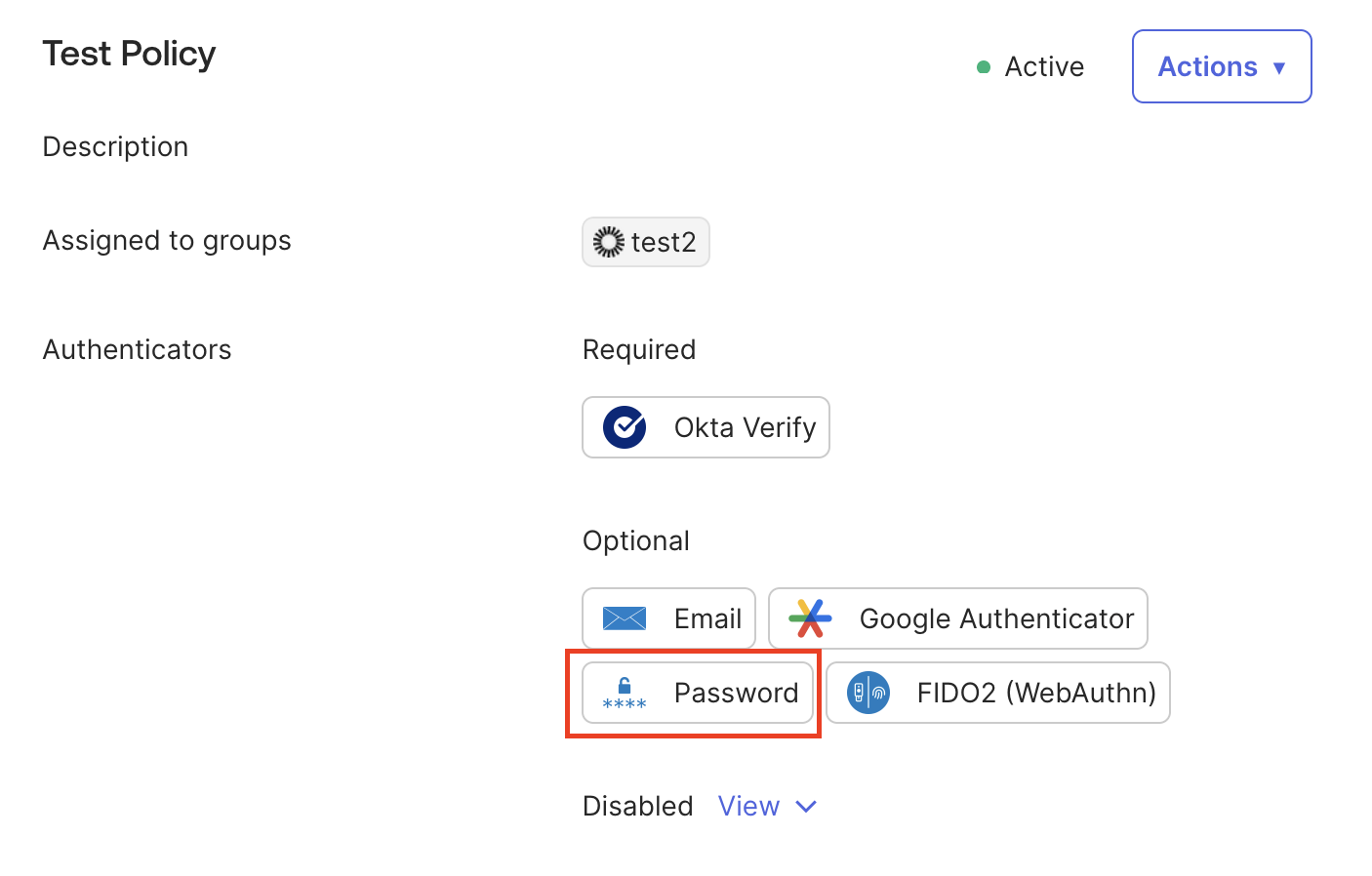 Authenticator policy