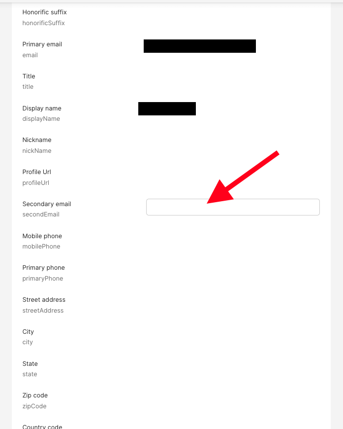 Secondary email