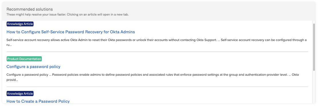 Recommended solutions