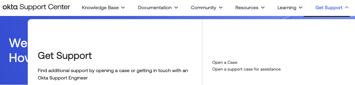 Image - Open a case from the Okta Support Center