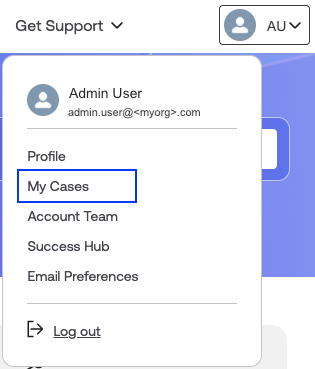 Image - Access My Cases from the Okta Support Center