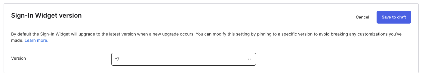 Sign-In Widget version