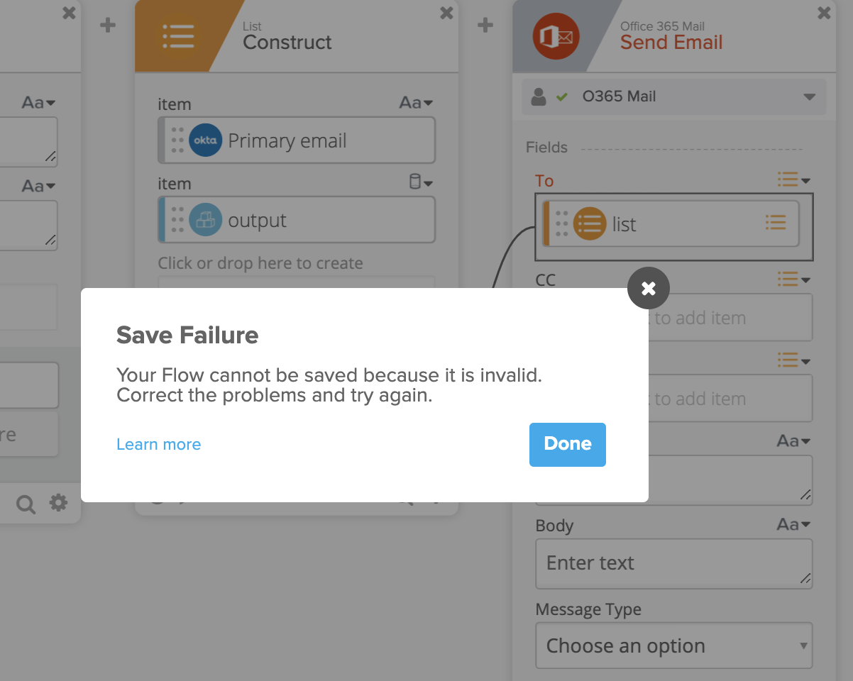 Workflow Save Failure