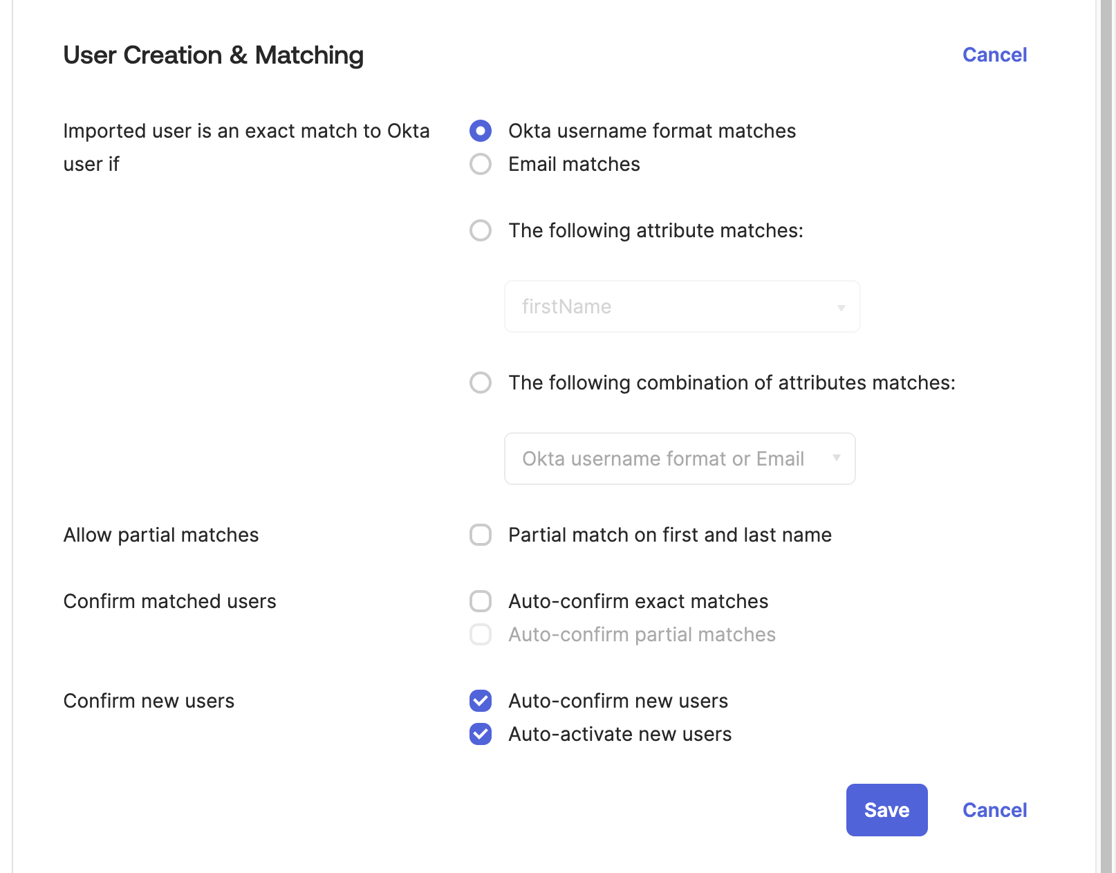 User Creation & Matching