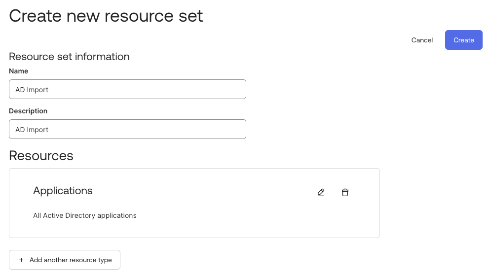 Create new resource set
