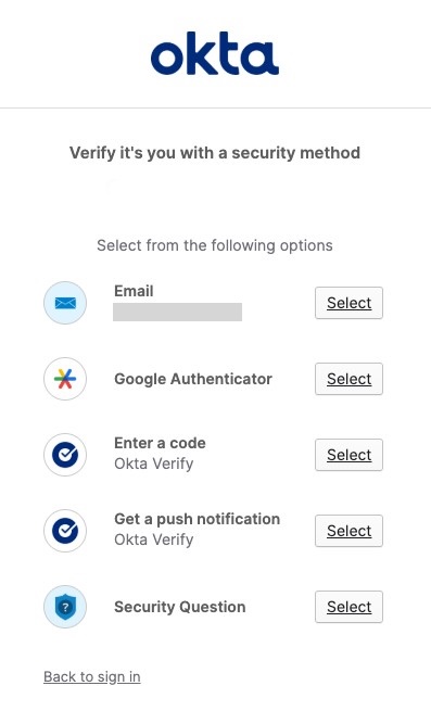 Verify it's you with a security method&nbsp;window