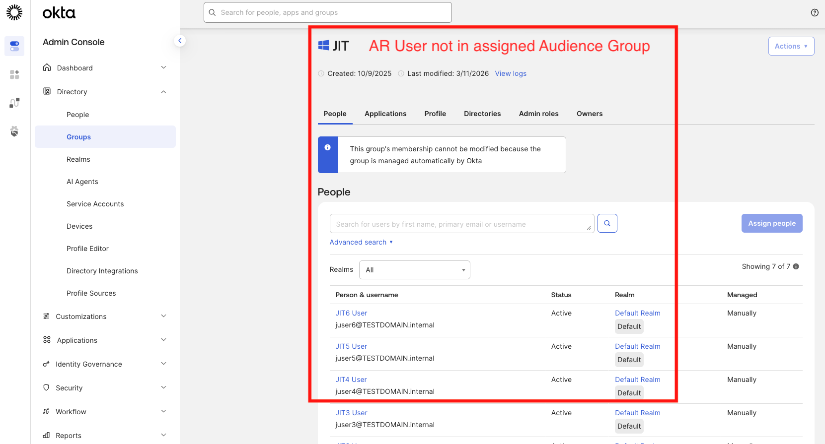 AR User not in assigned Audience Group