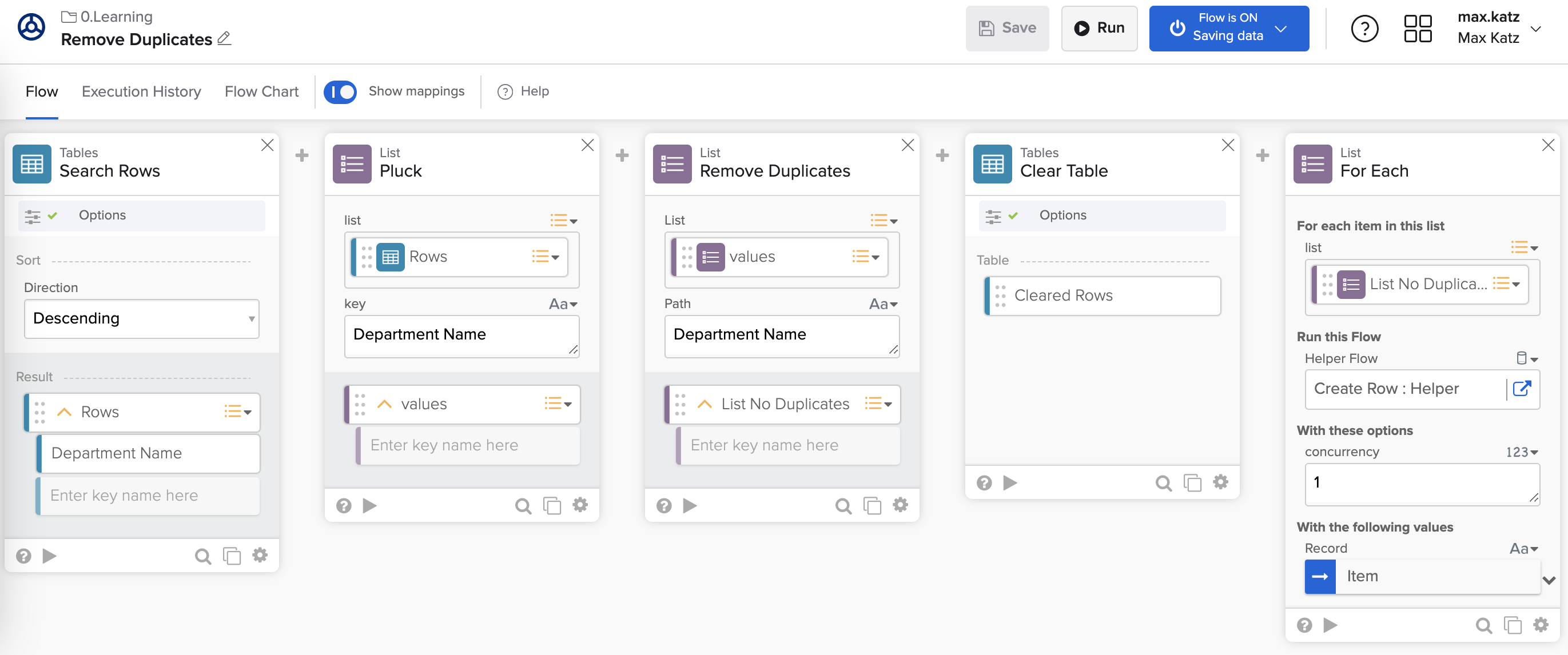 Example of remove duplicates flow