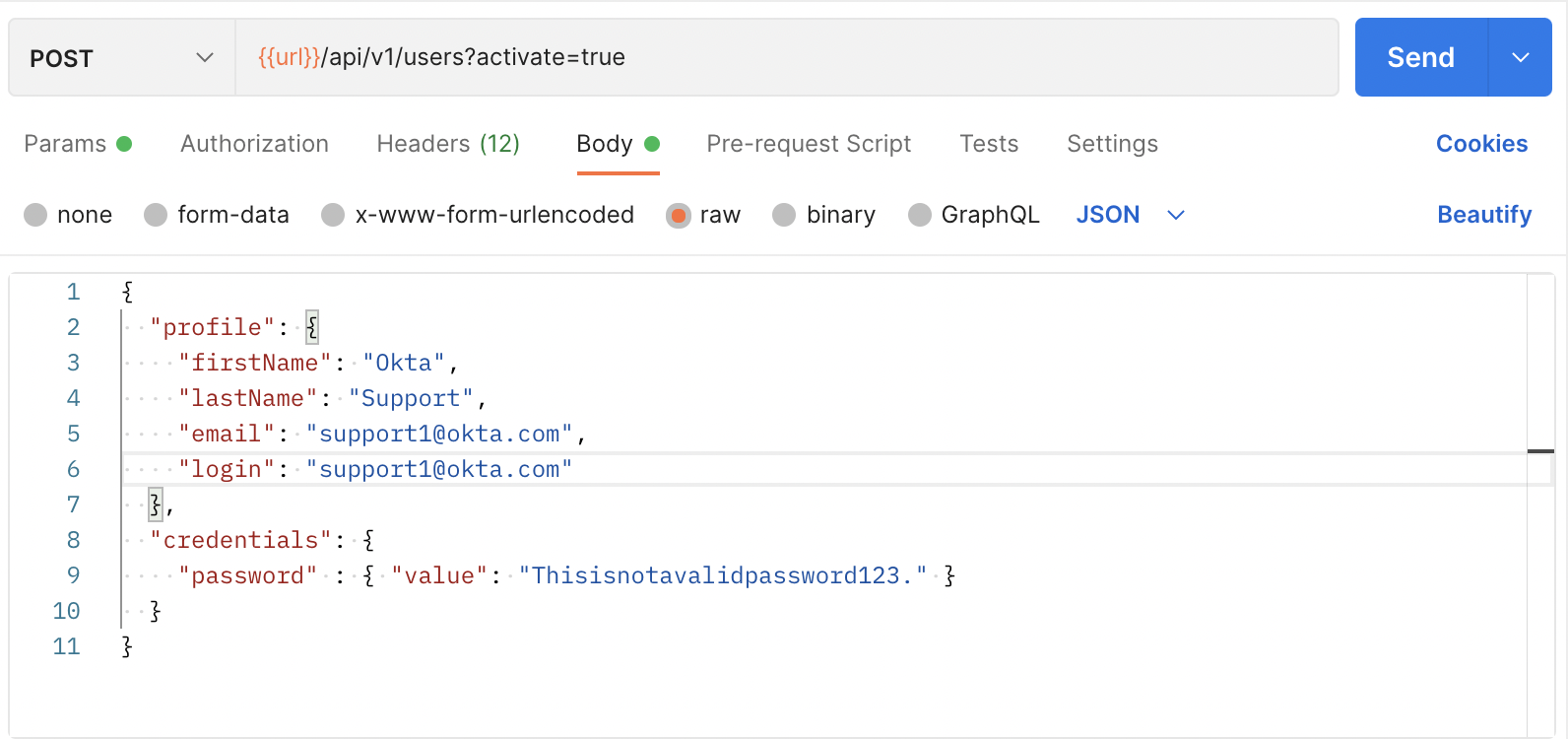 Postman - Activate user