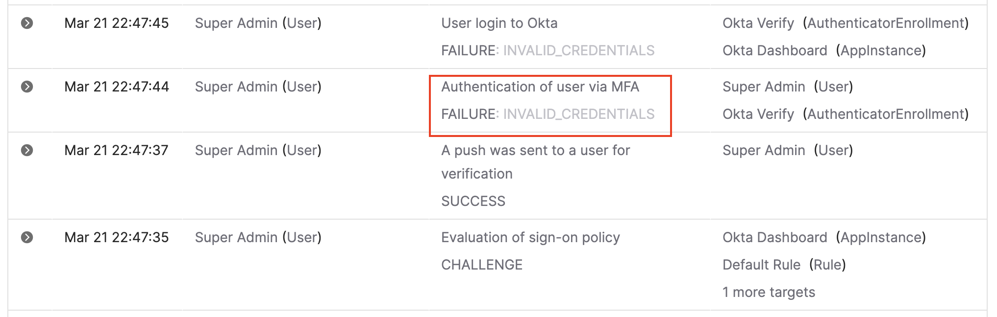 INVALID_CREDENTIALS
