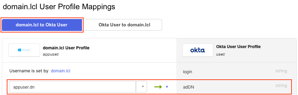 Image - AD to Okta Profile Mappings - AD DN custom attribute