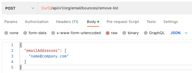 API Call Request Body