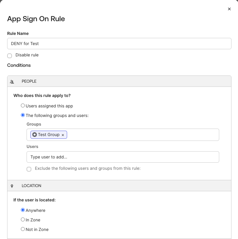 App Sign On Rule