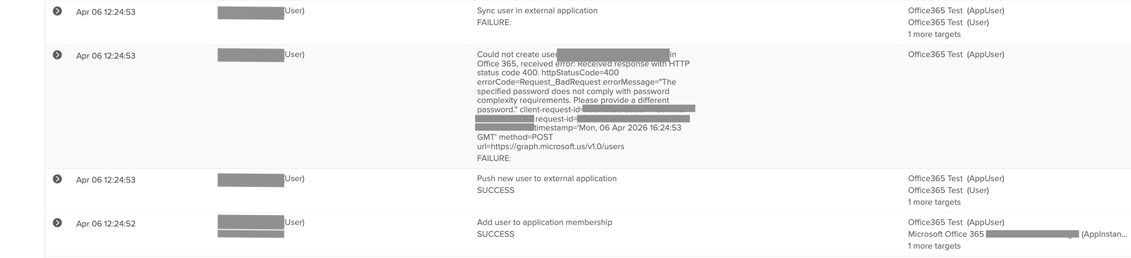 The specified password does not comply with password complexity requirements. Please provide a different password.