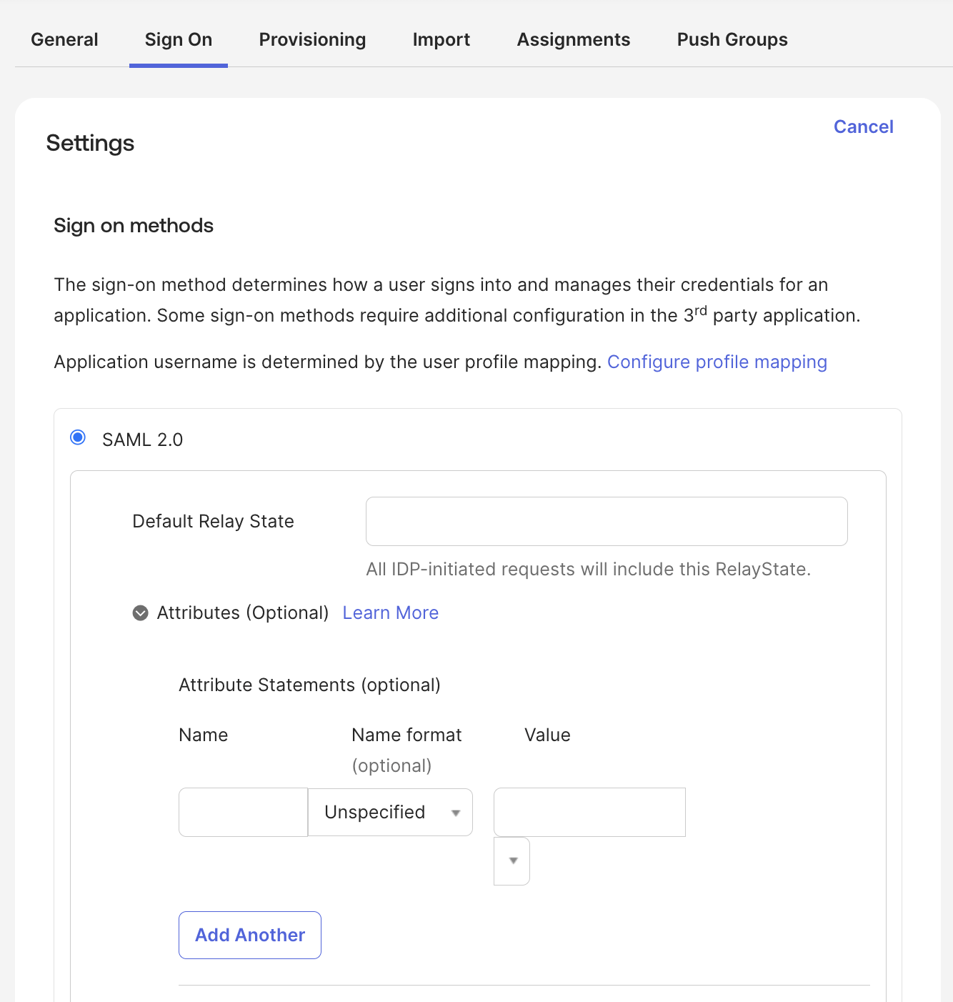 Example of Attributes in the interface